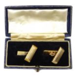 Pair of 9ct gold rectangular cufflink's, hallmarked, approx 20.