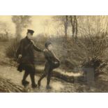 After Frederick Walker (British 1841-1874): 'The Wayfarers', etching by Charles Waltner, pub.