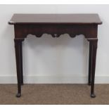 Georgian mahogany side table, shaped and pierced figured apron, on cabriole supports with pad feet,