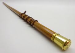 Early 19th Century officers Malacca stick with boullion knot and gold mounts engraved with a