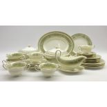 Wedgwood 'Gold Columbia' sage green pattern dinner service comprising 6 dinner plates,