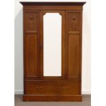 Edwardian inlaid mahogany wardrobe,