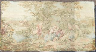 Continental machined Tapestry panel of classical figures and landscape 180cm x 95cm