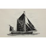 Ben Dickson (British Contemporary): 'Thames Barge', limited edition linocut no.