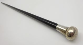 Early 20th Century ebonised evening cane with silvered top ,