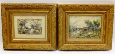 A Jones (British early 20th century): Rural Landscapes, pair watercolours, one signed,