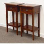 Willis Gambier - pair hardwood bedside/lamp tables with single drawer, W46cm, H82cm,