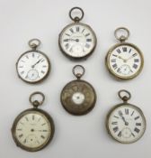 Victorian half hunter pocket watch and 5 open faced pocket watches,