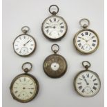 Victorian half hunter pocket watch and 5 open faced pocket watches,