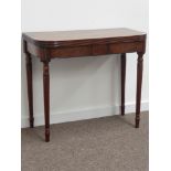 George III mahogany Gillows type tea table, moulded rectangular top with rounded corners,