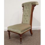 Victorian walnut framed Prie dieu chair,