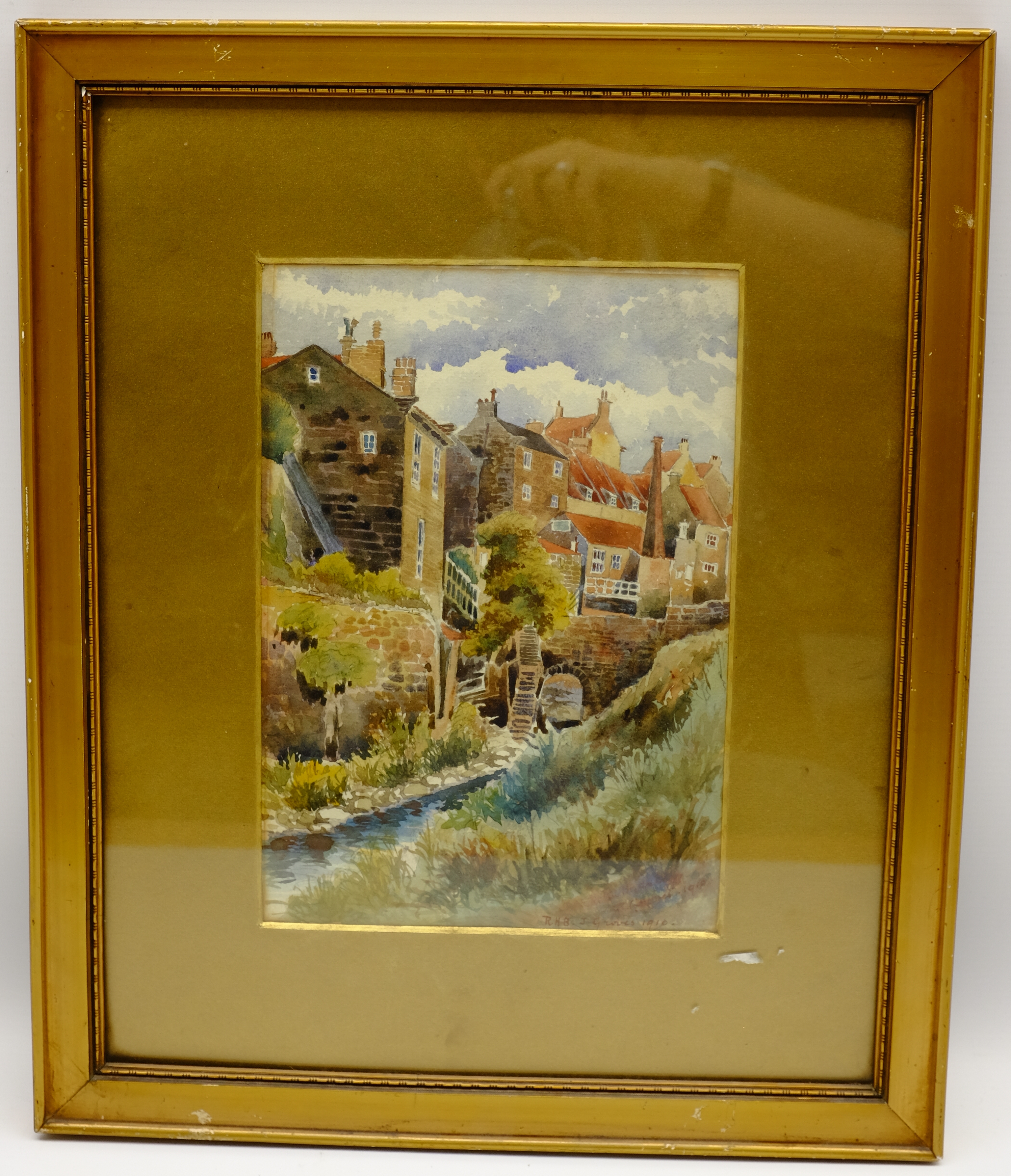 J Groves (British early 20th century): 'Robin Hood's Bay', watercolour signed, - Image 2 of 2