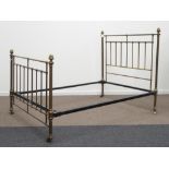 Maples & Co. - Edwardian brass 5' kingsize bedstead with 'Maples & Co.