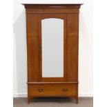 Edwardian inlaid mahogany wardrobe,