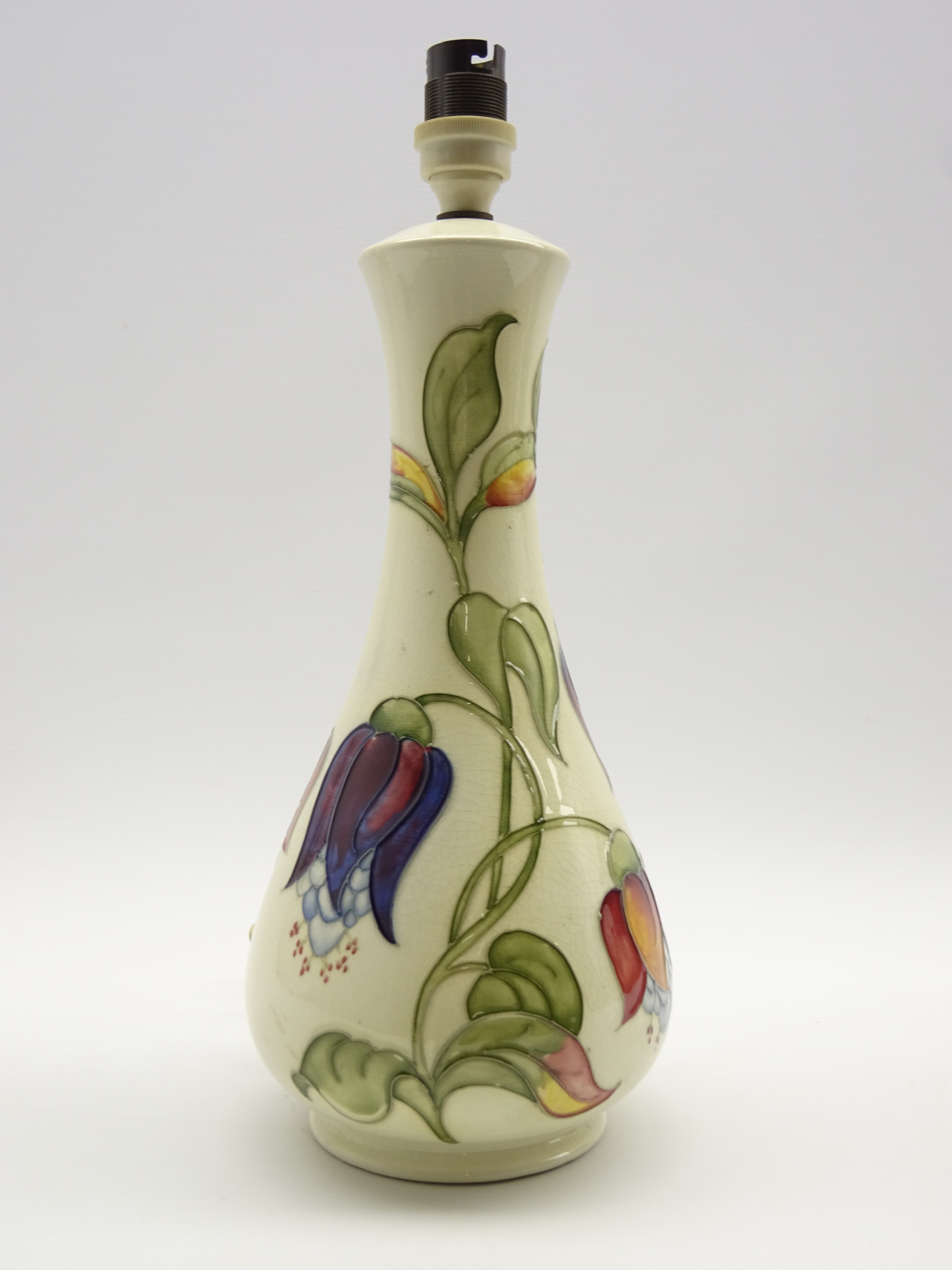 Moorcroft table lamp decorated with the Fuchsia pattern on a cream ground H31cm - Image 2 of 2