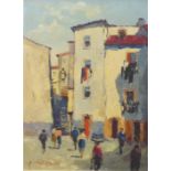 Continental School (20th century): Italian Street Scenes, pair oils on board indistinctly signed,