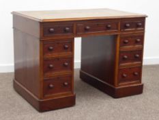 Small Victorian mahogany pedestal twin pedestal desk,