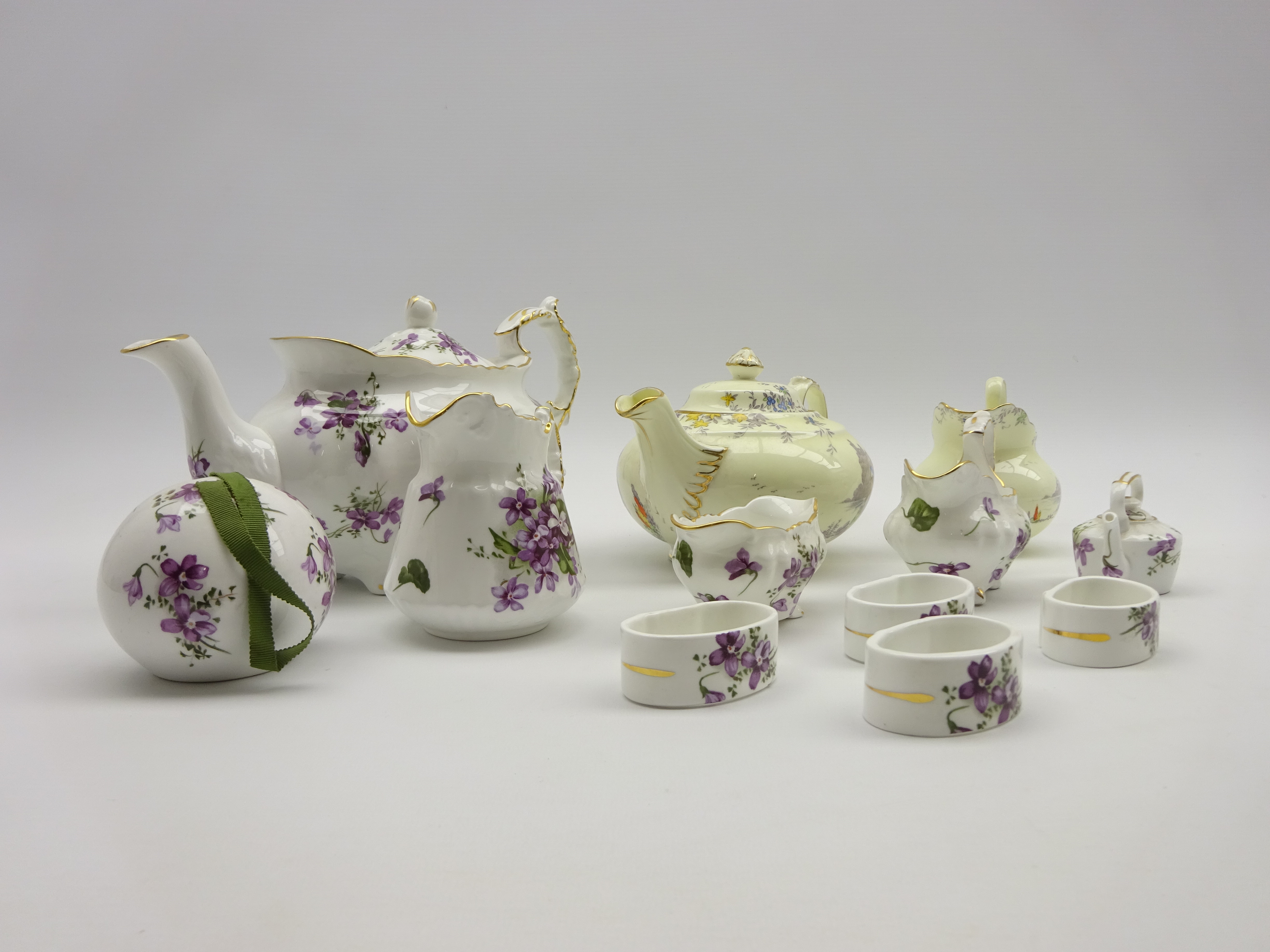 Hammersley Victorian Violets pattern teapot, 4 napkin holders, 2 cream jugs etc, - Image 2 of 2