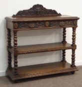 Victorian carved oak three tier buffet,