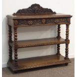 Victorian carved oak three tier buffet,