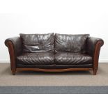 Barker & Stonehouse - large three seat sofa upholstered in brown leather, W230cm,