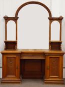 Large late Victorian oak mirror back sideboard,