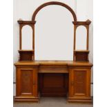 Large late Victorian oak mirror back sideboard,