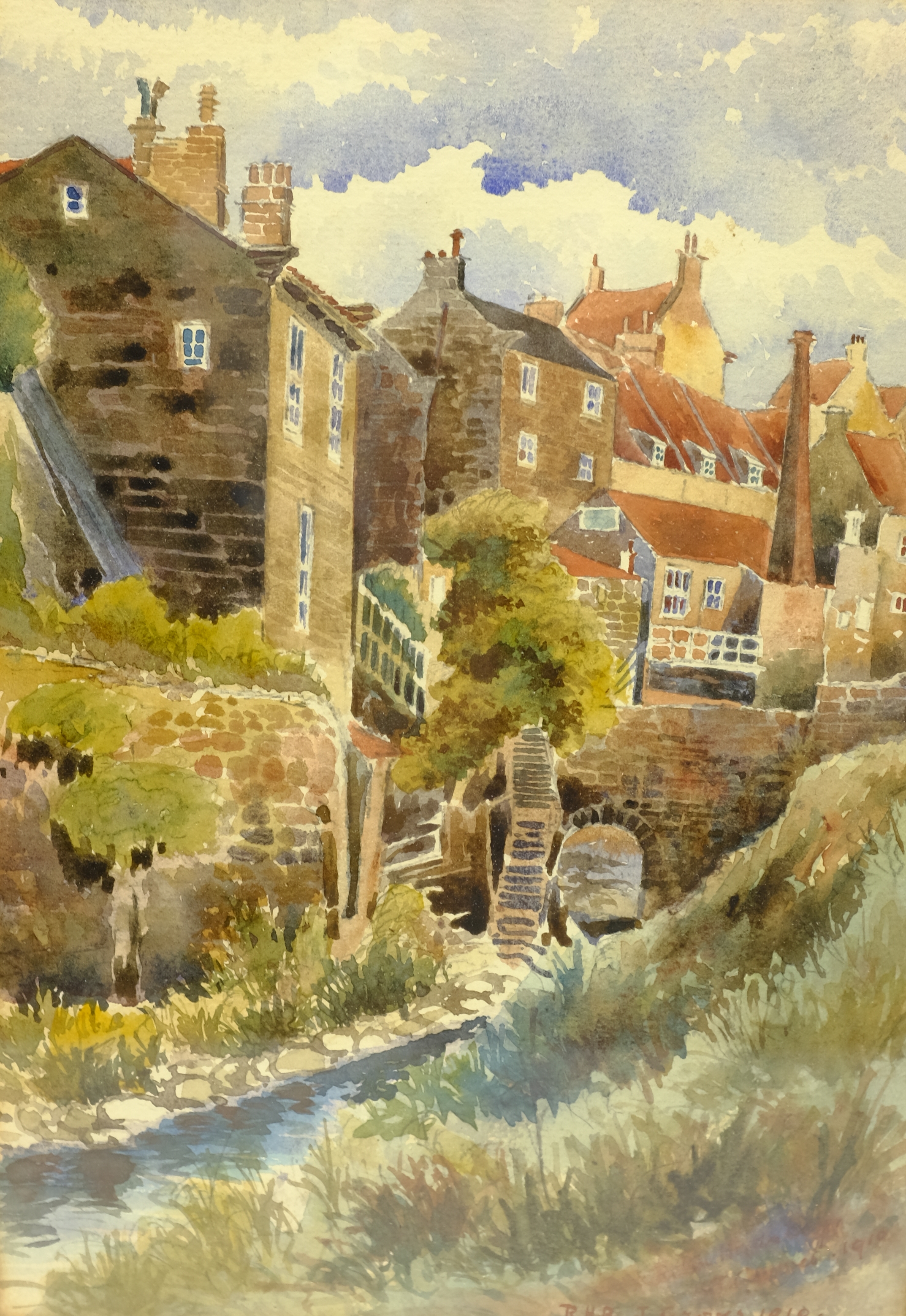 J Groves (British early 20th century): 'Robin Hood's Bay', watercolour signed,
