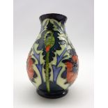 Moorcroft baluster vase in the Poppy pattern by Rachel Bishop H14cm