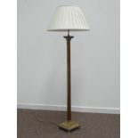 20th century Corinthian column standard lamp, square leaf moulded base with hairy paw feet,