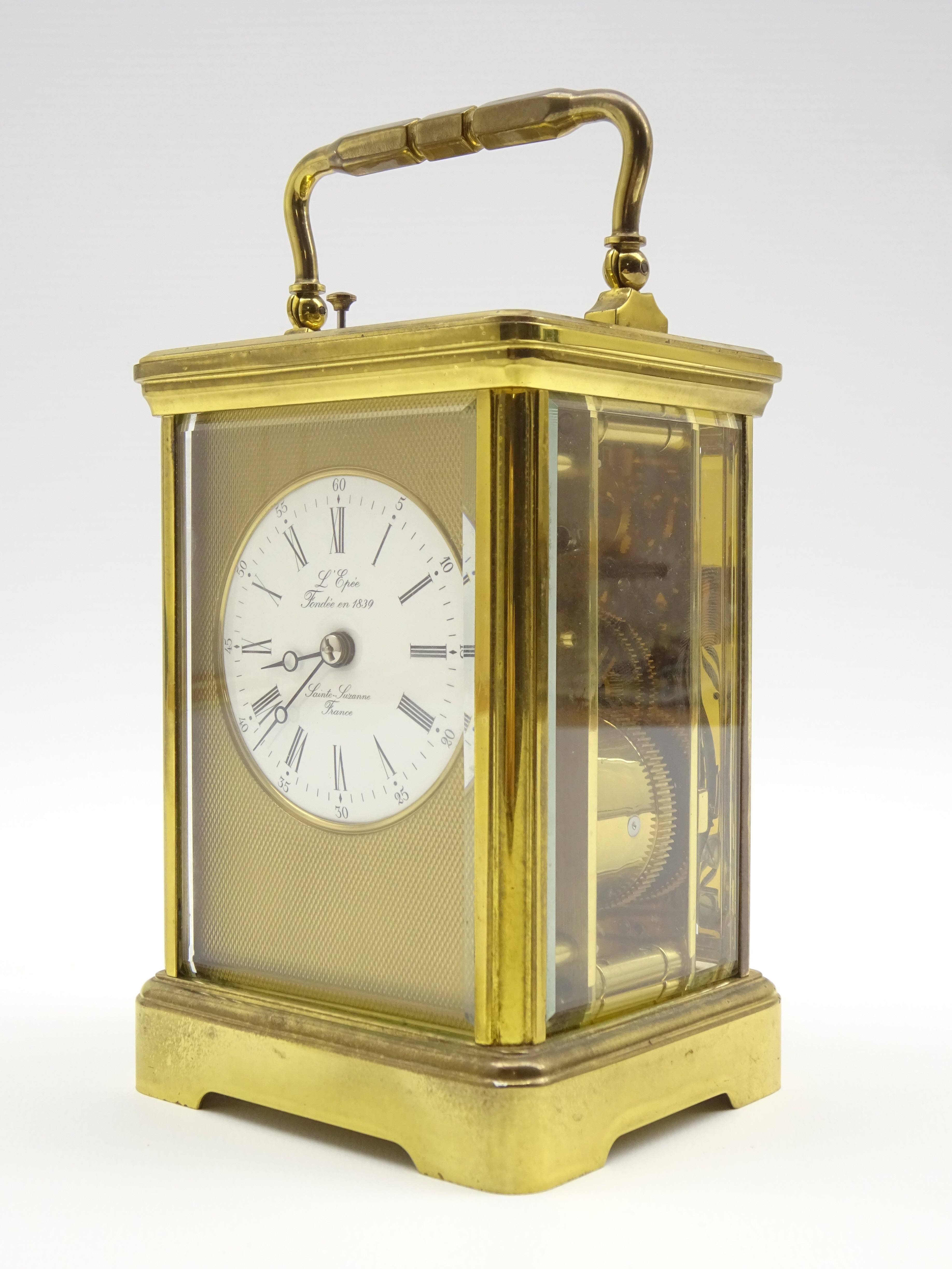 20th Century repeater carriage clock, the white enamel dial inscribed 'L'Epee Saint-Suzanne, - Image 2 of 7