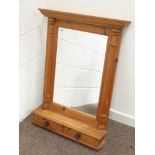 Wall hanging solid pine mirror with drawer,