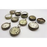 Six silver pocket watch cases and 5 pocket watches with silver cases Condition Report &