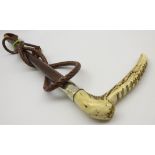 Vintage riding whip with antler handle,