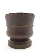 18th century Lignum Vitae mortar on a short pedestal foot H13cm x D11cm Condition Report