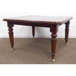 Victorian mahogany dining table, rectangular moulded top with rounded corners,