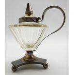 Dutch silver mounted faceted glass mustard pot,