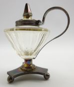 Dutch silver mounted faceted glass mustard pot,