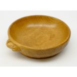 Mouseman oak circular nut bowl by Robert Thompson of Kilburn with carved mouse signature D16cm