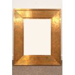 Rectangular acid washed copper framed mirror with bevelled glass,