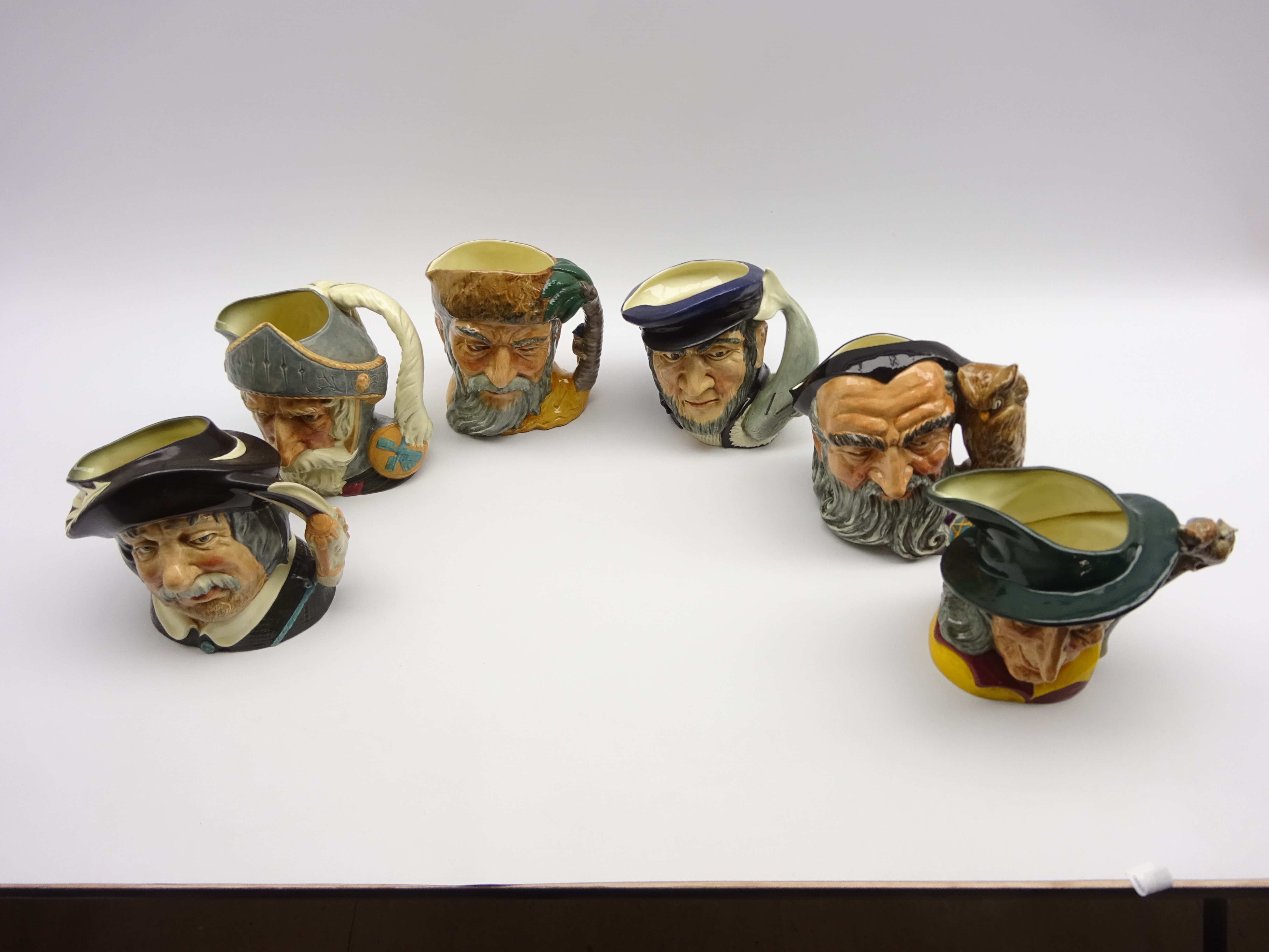 Six Royal Doulton Character jugs: Robinson Crusoe, Pied Piper, Don Quixote, Sancho Panca, - Image 2 of 2