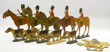 After Chloe Preston (1887-1969) a set of cut out hunting figures with hounds etc.