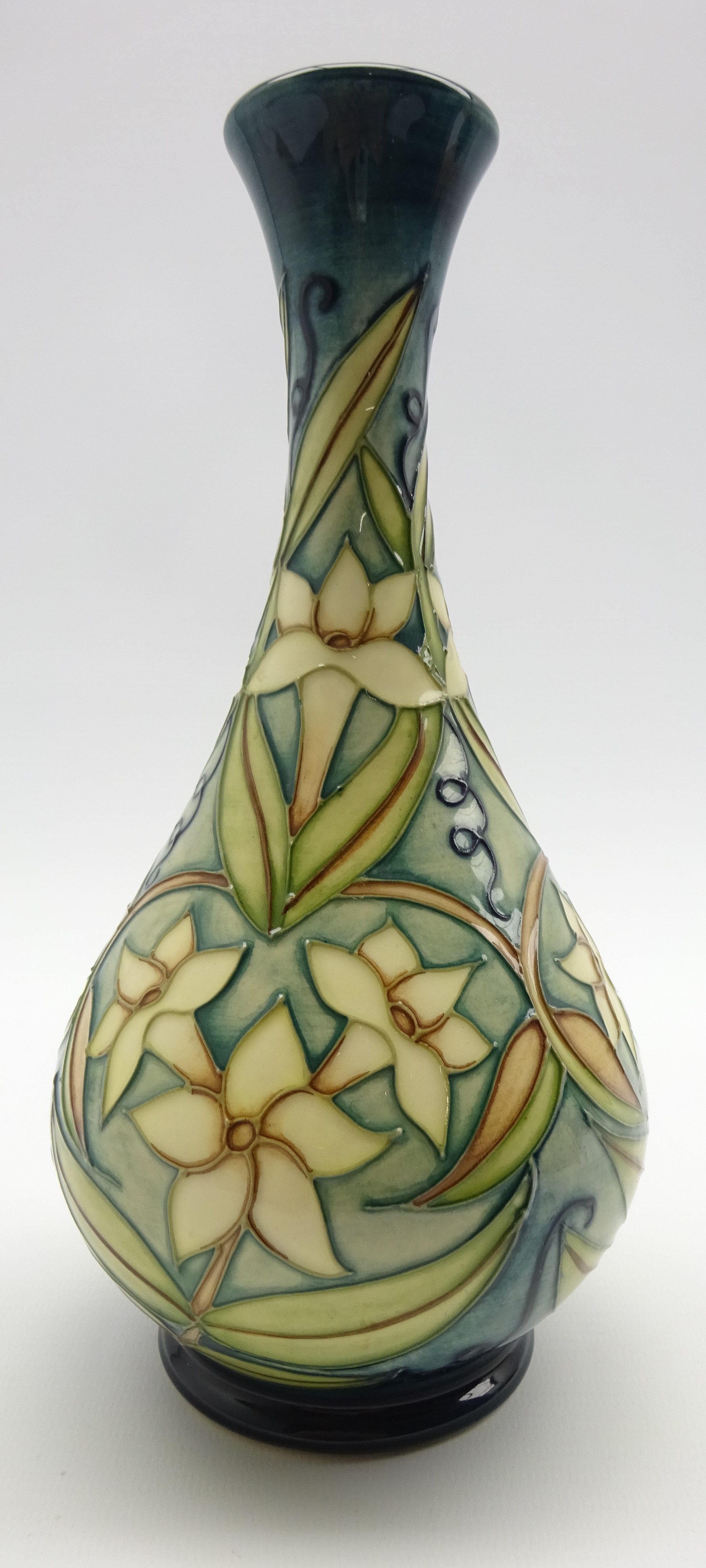 Moorcroft baluster vase in the 'Carousel Jasmine' pattern by Rachel Bishop H24cm