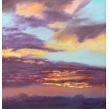 Doreen Greenshields (British Contemporary): Golden Sunset, oil on board signed,