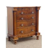 Victorian mahogany bow front chest, two short and three long graduating drawers,