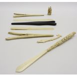 19th century carved ivory letter opener with Stanhope,