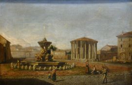 C Possenti? (Italian 19th century): A Roman Town Square,