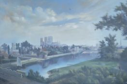 English School (20th century): York from Scarborough Rail Bridge with a view of Museum Gardens,