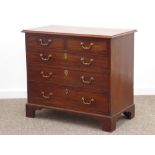 Georgian mahogany chest, moulded rectangular top, two short and three long oak lined drawers,