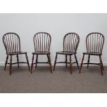 Set four 20th century Windsor type dining chairs, hoop and stick back,